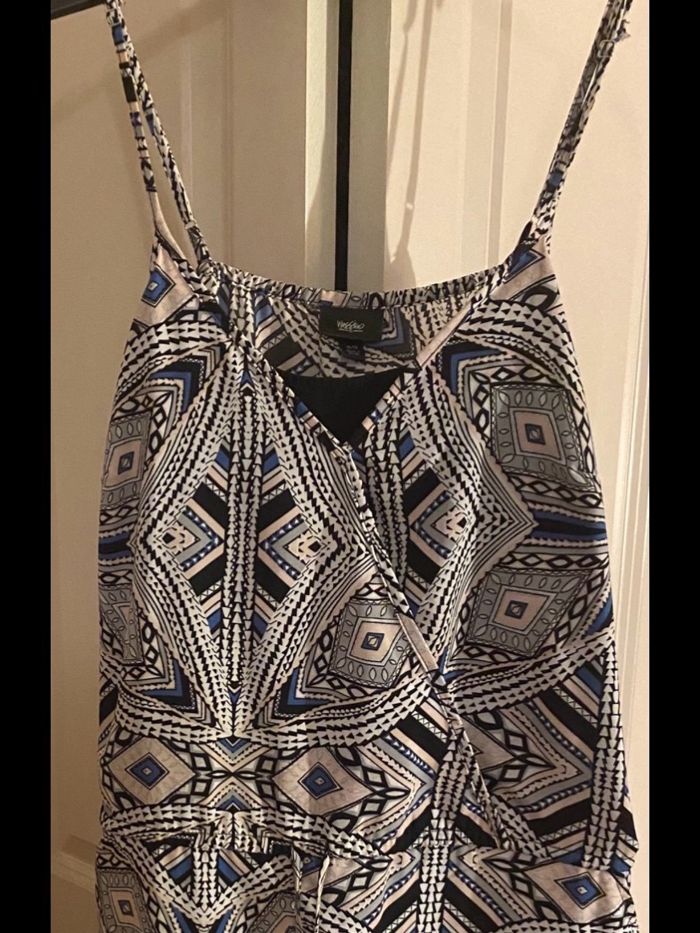 Wet Seal Blue, Black & White Geometric Spaghetti Strap Camisole
